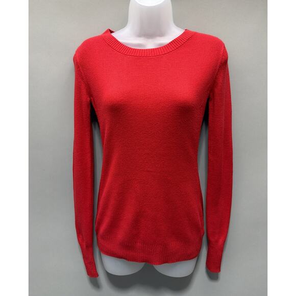 Express Womens Sweater Size S Red Long Sleeve Pullover Minimalist - Picture 1 of 6